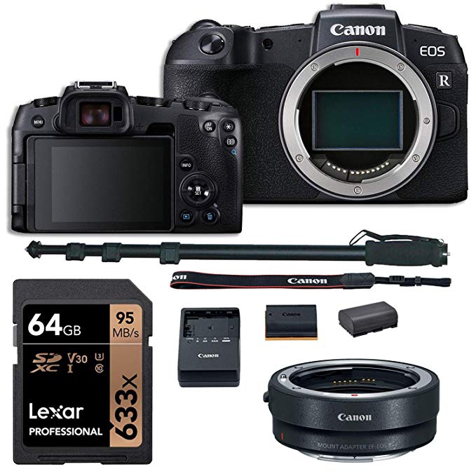 Canon EOS RP Mirrorless DSLR Camera Body, Lens Converter